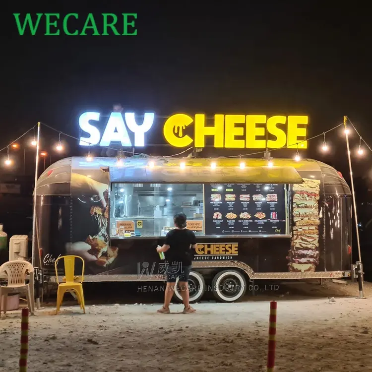 WECARE 세륨 햄버거 이동할 수 있는 음식 손수레, Airstream 캐라반 음식 트럭, Airstream 음식 트레일러