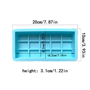 Deep <b>Silicone</b> Biscuit Candy Mold, Rectangular Block Shaped 15 Grid Separated Chocolate Mold - Product Image 4