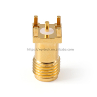 Conector SMA Hembra Recto para PCB, Vertical, de Montaje en Placa, Patas Cortas, Chapado en Oro, Adaptador RF de Latón