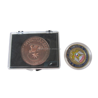 Boutons de manchette Pince à cravate Boîtes Velours Bleu Coin Box Médaille Badge Emblème Cadeau Boîte Épinglette Paquet