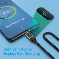 Câble USB C vers C 100W avec affichage LED de la puissance, charge rapide PD 5A, en alliage de zinc et nylon tressé, 480 Mbps pour MacBook, ordinateur portable et tablette