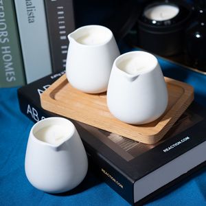 White Ceramic Candle <b>Jar</b> With Spout Soybean Wax Scented Candle For Home <b>Decoration</b> Indoor Use - Product Image 1