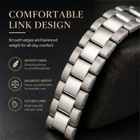 Bracelet de montre en acier inoxydable 316L de haute qualité, argenté, avec double bouton de déverrouillage