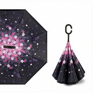 Parapluie professionnel à ouverture manuelle, à manche long inversé, avec tige droite en forme de C, personnalisable avec logo - Product Image 2