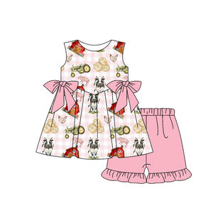 GSPO3100 Conjuntos de Ropa sin Mangas de Algodón y Elastano con Estampado de Animales de Granja para Niñas Pequeñas, Venta al por Mayor - Product Image 1