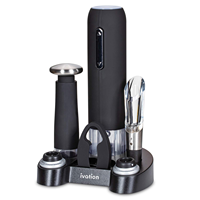 CIRCLE JOY Ensemble d'ouvre-bouteille électrique en métal argenté poli 4-en-1 rechargeable et personnalisable
