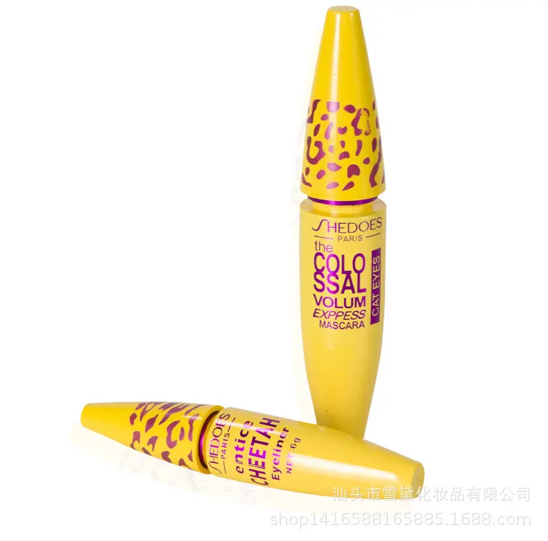 Banana yellow tube leopard-print slender plus dense twist-up three-dimensional mascara best selling recommendation