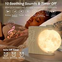 Lampe lunaire en plastique lumineuse LUMINOVA, réveil LED 8 couleurs, double alarme, fonction snooze, 10 sons naturels [Économie d'énergie]