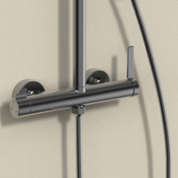 Mitigeur de douche mural thermostatique moderne à poignée unique, chaud/froid, avec douchette à main et barre coulissante en laiton, pour villa et appartement