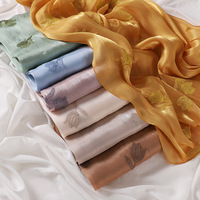 Écharpe longue en polyester brodé lisse, motif feuille d'été de Hangzhou, protection solaire musulmane, 175 cm, foulard de mariage