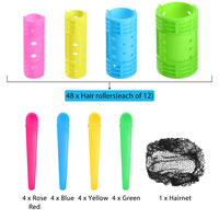 Ensemble de 16 rouleaux à cheveux en plastique à clipser, tiges de permanente pour cheveux ondulés multicolores à auto-adhérence avec Clips