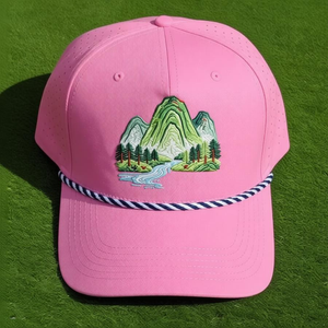 Golf <b>Caps</b> Custom 3D Embroidery Mountain Landscape Logo Solid Color Curved Brim Side Pattern Rope Man Women Wholesale ODM Injae - Product Image 1