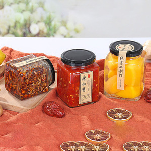 Cổ Điển Rõ Ràng Quảng Trường Glass Mật Ong Jar Chai Thủy Tinh Với Đen Kim Loại Nắp Cho Mật Ong Dưa Chua Đóng Hộp Mứt - Product Image 4