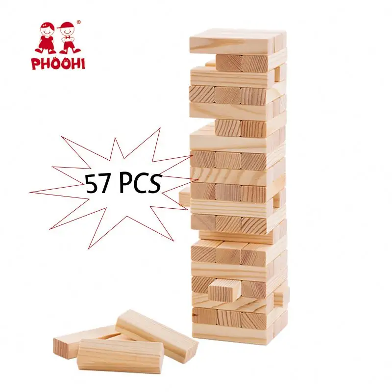 Jouet éducatif de bloc d'empilage en bois de pin bricolage jeu de tour de culbutage en bois pour les enfants 1 +