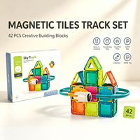 Jeu de tuiles magnétiques 42 pièces, mini blocs, jouet éducatif STEM pour tout-petits, kit d'apprentissage portable, vente chaude
