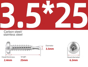 สกรูเจาะด้วยตัวเองเหล็กคาร์บอน/410สแตนเลส ST3.5-ST6.3สกรูหัวฟิลลิปส์สกรูเมตริก - Product Image 3