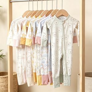 Combinaison bébé à manches longues en fibre de bambou, fermeture éclair, pyjama pour nourrisson, finition à volants, pyjama doux pour nouveau-né et tout-petit - Product Image 3