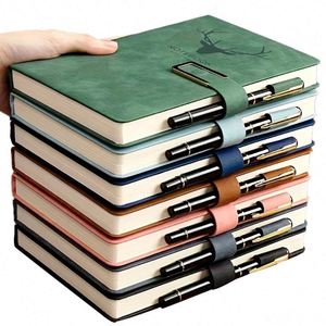 Cuaderno de Tapa Dura de Cuero A5 de Primera Calidad, 100 Hojas, Cosido con Hilo, Personalizado con Portaplumas y Logotipo Personalizado - Product Image 3