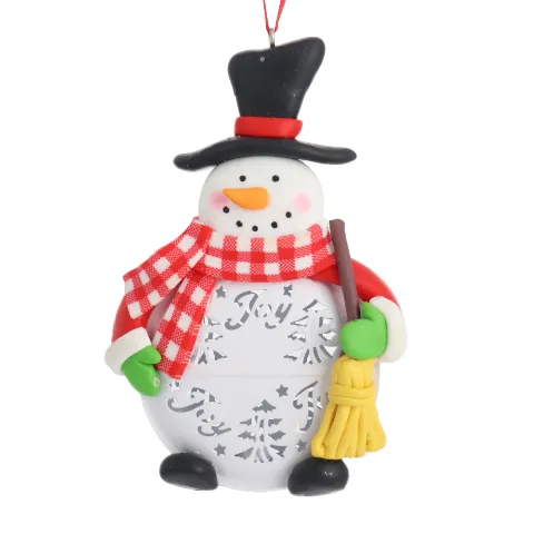 New Product Soft Ceramic Snowman Santa Decorative Hanging Ornaments Bread Soil Snowman Pendant For Holiday Decorations