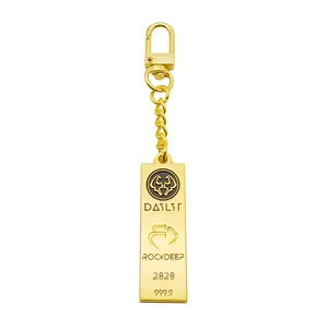 999 טהור Custom מוטל זהב מטילי ברים עלה זהב Keychain עבור מתנות