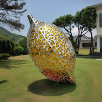Sculpture géante en acier inoxydable poli miroir, creuse, en forme de citron, pour installation artistique en ville, jardin ou centre commercial