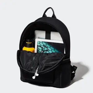Fashion High Quality Less Fold Unisex Black Neoprene Backpack