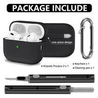 Housse de protection complète en silicone pour casque d'écoute sans fil pour Airpods Pro 2 avec mousqueton Stylo de nettoyage pour Airpods 4