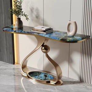 Light Luxury Modern Entrance <strong>Console</strong> <strong>Table</strong> with Durable Stone Construction and <strong>Storage</strong> for Living Room - Product Image 6