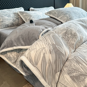 Luxury Four-Piece <strong>Bedding</strong> Set French Milk Velvet Thickened <strong>Double</strong>-Sided Duvet Cover <strong>Princess</strong> Style Oil Painting Disposable Home - Product Image 5