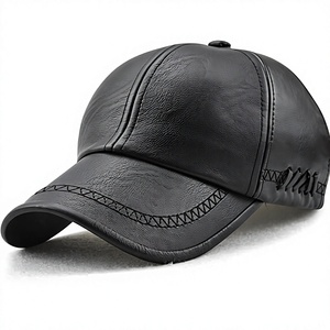WARPRO INDUSTRY Brown PU Leather Baseball Cap 6-Panel Adjustable Strap Casual <b>Dad</b> Hat for Adults Unisex Four Seasons Wear - Product Image 1