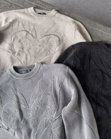 Pull en tricot épais gaufré à motif épineux, personnalisé avec lignes abstraites, coupe ample, pour la collection d'automne de la marque High Neutral Street