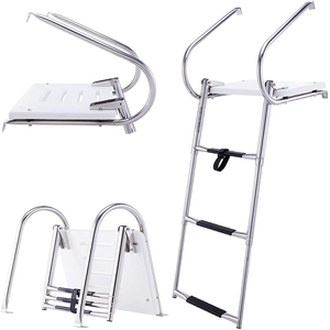 Offre spéciale Échelle de bateau ponton à <span class=keywords><strong>4</strong></span> <span class=keywords><strong>marches</strong></span> Échelle de pont de bain personnalisée à usage intensif <span class=keywords><strong>avec</strong></span> échelle de main courante à pédale - Product Image 2