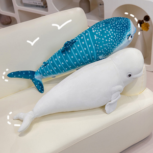 75cmスーパーソフトスクイーズジャイアントシロナガスクジラぬいぐるみビッグホワイトクジラぬいぐるみ枕 - Product Image 5