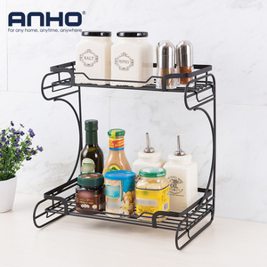 Étagère de rangement de cuisine autoportante à 2 niveaux en métal, organisateur réglable en fil métallique pour épices, conserves et bols - Product Image 6
