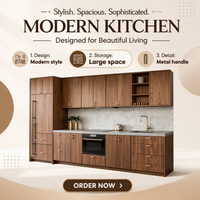 Ensemble de meubles de cuisine modernes pour projet de villa aux États-Unis : armoires, meuble vitrine et plan de travail en mélaminé et quartz
