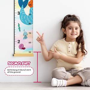 Tabla de crecimiento de <span class=keywords><strong>sirena</strong></span> para niños, tabla de crecimiento de madera para bebés, lienzo de pared, regla de altura, colgante para niños pequeños, decoración de habitación de guardería - Product Image 5