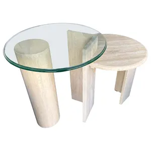 북유럽 현대 자연적인 돌 석회화 탁자 디자인된 거실 커피용 탁자 현대 석회화 조각품 테이블