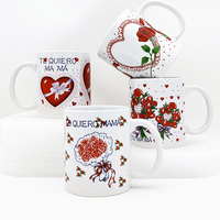 Tasses à café personnalisées en céramique blanche pour la Fête des Mères, imprimées de motifs floraux espagnols, lots en gros pour la vente commerciale, offres groupées