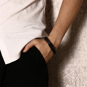Factory Custom Stainless Steel Mens Magnetic Clasp Braided <b>Leather</b> <b>Bracelet</b> - Product Image 5