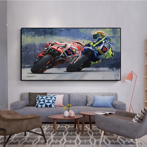 Commercio all'ingrosso di Etsy dropshipping di vendita calda decorazione per la casa pittura a olio di <span class=keywords><strong>moto</strong></span> da corsa 100% pittura a olio fatta a mano - Product Image 5
