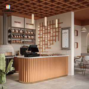ดีไซน์ซุ้มกาแฟสแตนเลสและไม้ พร้อมไฟ LED เป็นมิตรกับสิ่งแวดล้อม  ปรับแต่งได้ตามต้องการ สำหรับใช้ในร้านค้าปลีก กำลังลดราคา - Product Image 1