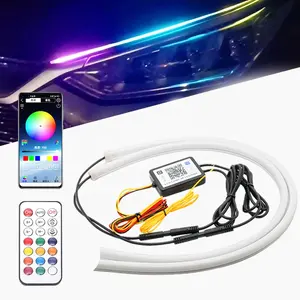 Car Daytime Running Light Turn Signal Brake Flow Multi-mode Magic Color Flow Light Guide Light Bar Led Headlight Strip