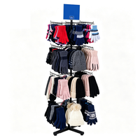 Présentoir rotatif à 4 niveaux pour la vente au détail, support en fil métallique avec crochets suspendus pour gants, bonnets, chaussettes, accessoires d'hiver