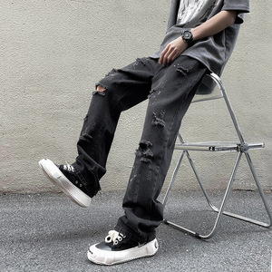 Vaqueros de mezclilla lavados y rasgados para hombre, de pierna recta, holgados, de talle medio, estilo veraniego, juvenil, americano, de marca de moda urbana, <span class=keywords><strong>Badboy</strong></span>, atractivos - Product Image 4
