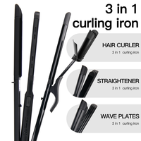 Pritech 3 en 1 outils de coiffure ions négatifs fer à friser céramique lissage fer plat fer à lisser professionnel