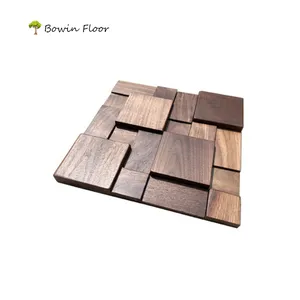 Feature luxury solid wood mosaic 3d wall tiles wood panel