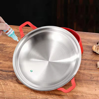 Ensemble de marmites à fond plat commerciales en acier inoxydable 304 à trois couches, avec poignées, pour fondue rouge, cuisson à l'alcool et plats secs