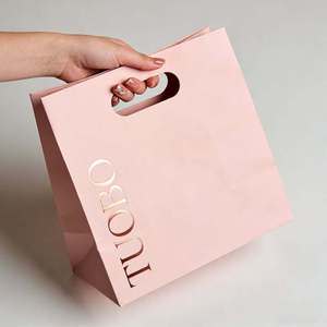 Sac en papier personnalisé avec logo, sac en papier kraft en gros, sac avec impression de logo sur ruban, grand conteneur - Product Image 1