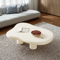 Table basse Cloud Cream Wabi-Sabi, design nordique moderne, panneau en bois irrégulier simple, pour petits appartements, salon
