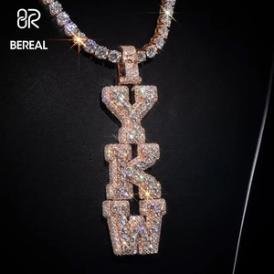 Pass Diamond Tester Vvs Moissanite Iced Out Letter 3D <b>Chain</b> Pendant Custom Hip Hop Round Cut Diamond <b>Name</b> Pendant Men Jewelry - Product Image 2